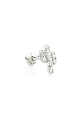 Cactus Gem 9ct Solid White Gold Barbell Earring