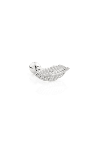 Feather 9ct Solid White Gold Barbell Earring