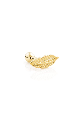 Feather 14ct Solid Gold Barbell Earring