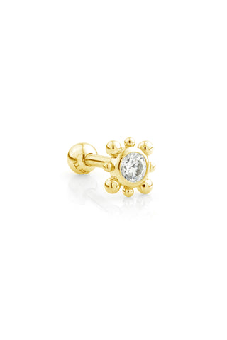 Gem Dot 14ct Solid Gold Barbell Earring