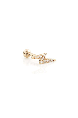 Jewelled Lightning Bolt 9ct Solid Rose Gold Earring Barbell