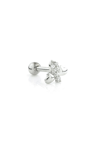 Jewelled Bee 9ct Solid White Gold Barbell Earring