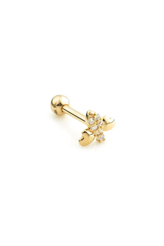 Jewelled Bee 9ct Solid Gold Barbell Earring