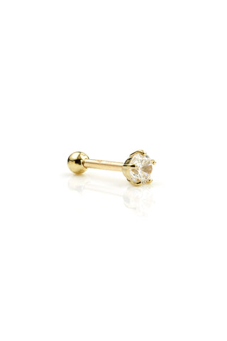 Large Prong Gem 9 Carat Solid Gold Barbell Earring