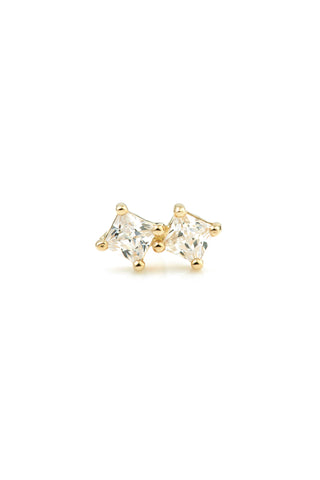 Square Gems 14 Carat Solid Gold Cartilage Barbell Earring