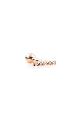 Multi Gem Bar 14 Carat Solid Rose Gold Cartilage Barbell Earring