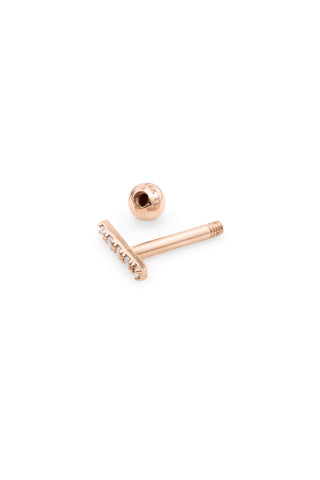 Multi Gem Bar 14 Carat Solid Rose Gold Cartilage Barbell Earring