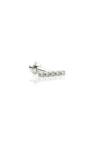 Multi Gem Bar 14 Carat Solid White Gold Cartilage Barbell Earring