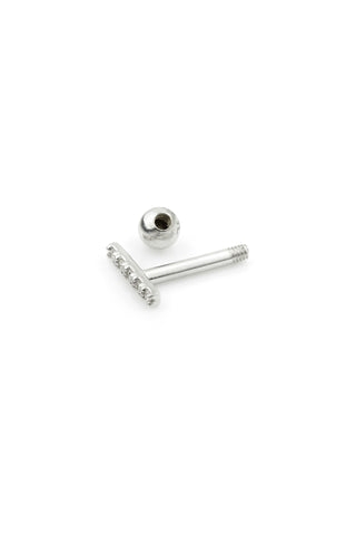 Multi Gem Bar 14 Carat Solid White Gold Cartilage Barbell Earring