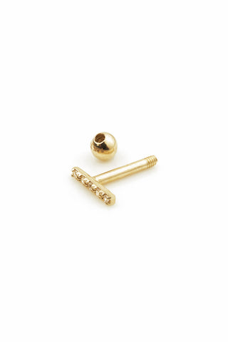 Multi Gem Bar 14 Carat Solid Gold Cartilage Barbell Earring