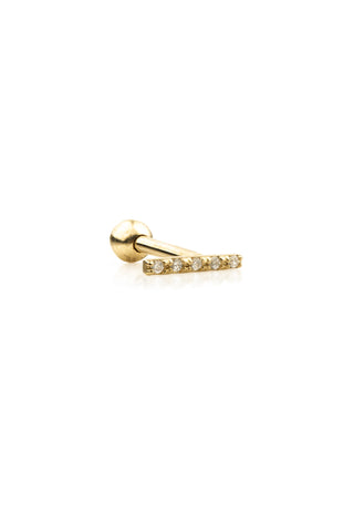 Multi Gem Bar 14 Carat Solid Gold Cartilage Barbell Earring