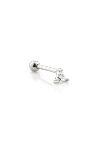Triangle Gem 9 Carat White Gold Cartilage Barbell Earring