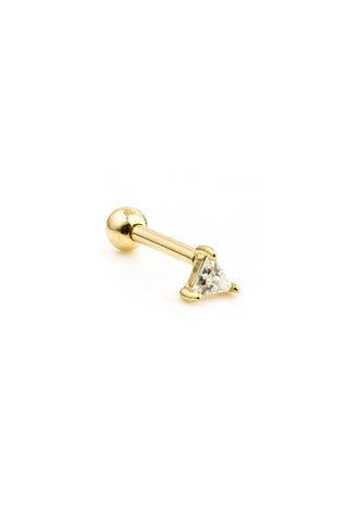 Triangle Gem 14 Carat Solid Gold Cartilage Barbell Earring