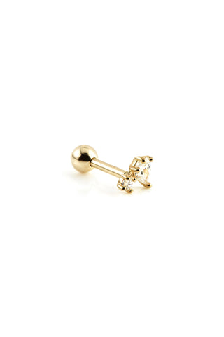 Tear & Mini Gem 9 Carat Solid Gold Barbell Earring