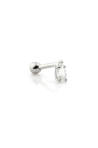 Jewelled Tear 14 Carat Solid White Gold Cartilage Barbell Earring