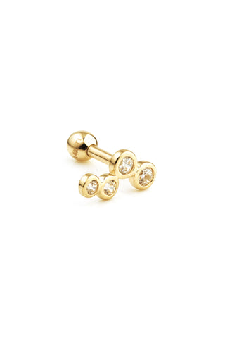 Zig-Zag Gem Solid Gold Cartilage Barbell Earring