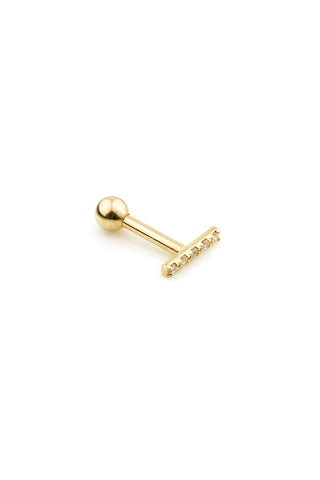 Gem Bar Solid Gold Cartilage Barbell Earring