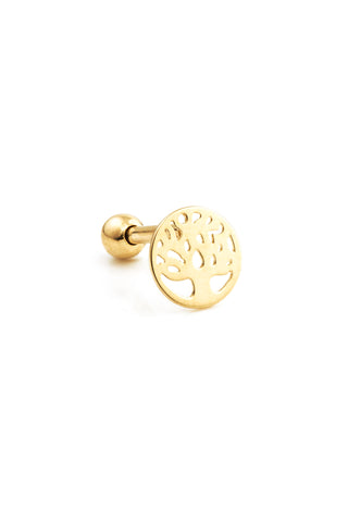 Tree Of Life Solid Gold Cartilage Barbell Earring