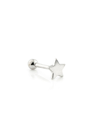 Star Disk 14 Carat Solid White Gold Cartilage Barbell Earring