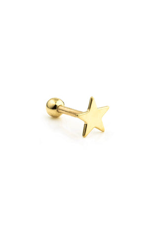 Star Disk 9 Carat Solid Gold Cartilage Barbell Earring
