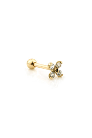 Monogram Gem Flower 9 Carat Solid Gold Cartilage Barbell Earring
