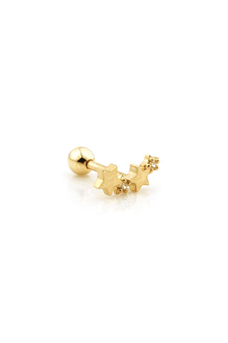 Gem Stars Solid Gold Cartilage Barbell Earring