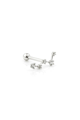 Gem Constellation 14 Carat Solid White Gold Barbell Earring