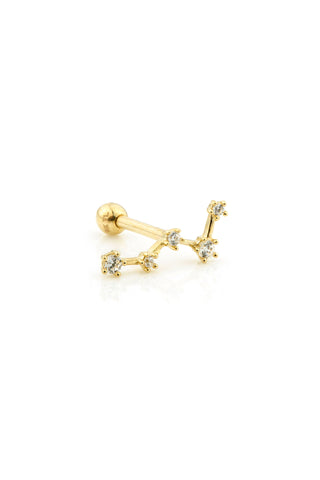 Gem Constellation 14 Carat Solid Gold Barbell Earring