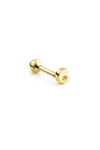 Micro Letter 14 Carat Solid Gold Barbell Earring