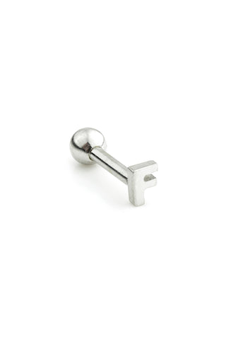 Micro Letter 14 Carat Solid White Gold Barbell Earring