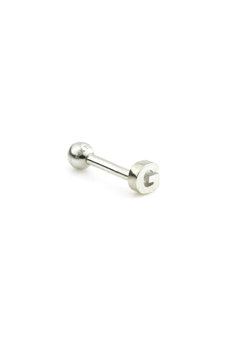 Micro Letter 14 Carat Solid White Gold Barbell Earring