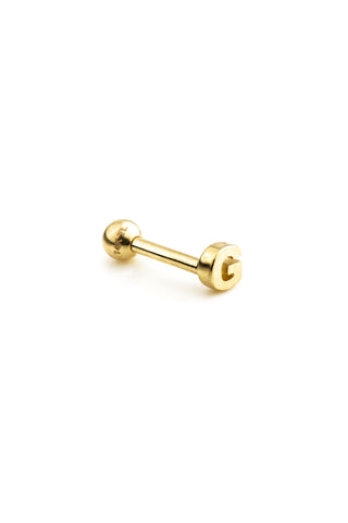 Micro Letter 14 Carat Solid Gold Barbell Earring