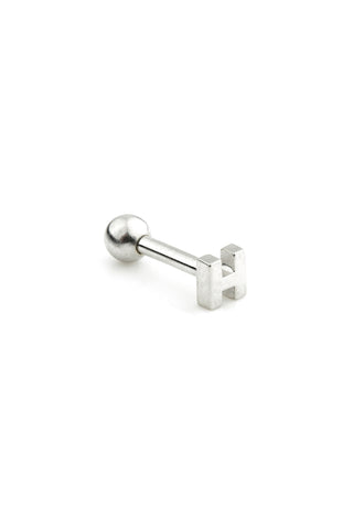 Micro Letter 14 Carat Solid White Gold Barbell Earring