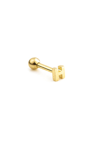 Micro Letter 14 Carat Solid Gold Barbell Earring