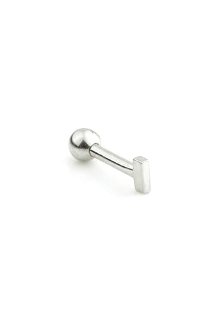 Micro Letter 14 Carat Solid White Gold Barbell Earring