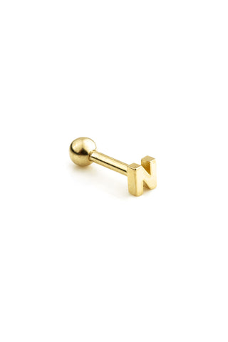 Micro Letter 14 Carat Solid Gold Barbell Earring