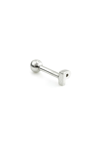 Micro Letter 14 Carat Solid White Gold Barbell Earring