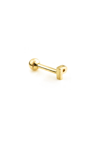 Micro Letter 14 Carat Solid Gold Barbell Earring
