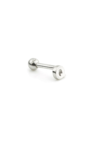 Micro Letter 14 Carat Solid White Gold Barbell Earring