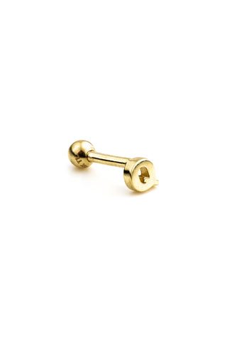 Micro Letter 14 Carat Solid Gold Barbell Earring