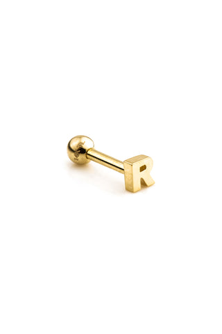Micro Letter 14 Carat Solid Gold Barbell Earring