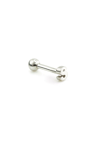 Micro Letter 14 Carat Solid White Gold Barbell Earring