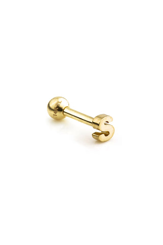 Micro Letter 14 Carat Solid Gold Barbell Earring