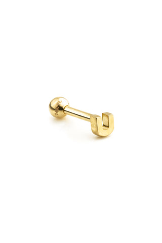 Micro Letter 14 Carat Solid Gold Barbell Earring