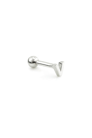 Micro Letter 14 Carat Solid White Gold Barbell Earring
