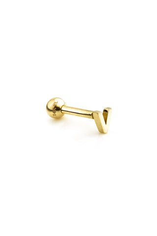 Micro Letter 14 Carat Solid Gold Barbell Earring