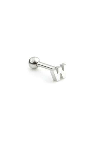 Micro Letter 14 Carat Solid White Gold Barbell Earring