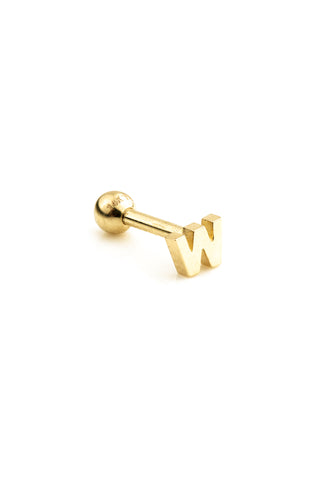 Micro Letter 14 Carat Solid Gold Barbell Earring