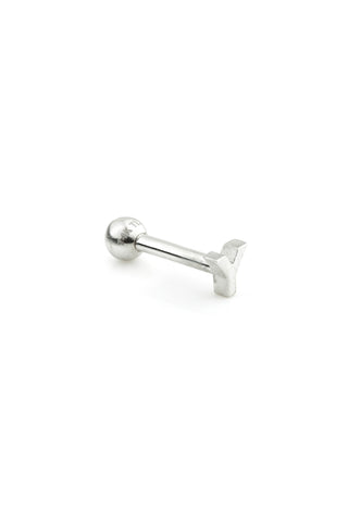Micro Letter 14 Carat Solid White Gold Barbell Earring