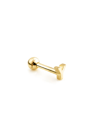 Micro Letter 14 Carat Solid Gold Barbell Earring